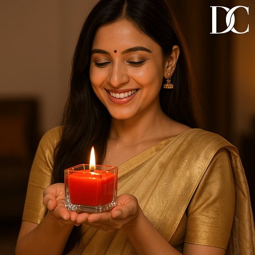 DC Best Scented Candles Transparent Glass Jar and Lid Red