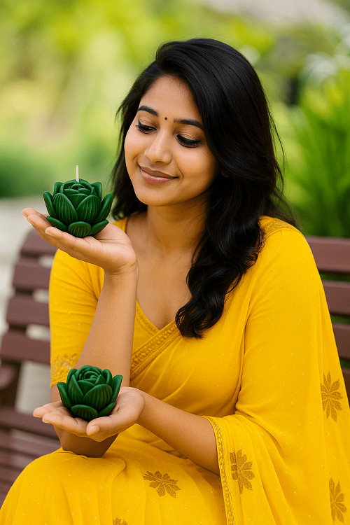 Soy Wax Rose Scented Candle Designer Aroma Fragrance Candle - GREEN