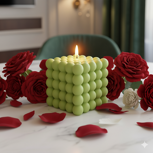 Best Bubbles Cube Scented Candle for Party and Festivals (Green)
