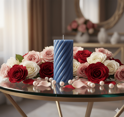 Big Spiral Pillar Scented Candle for Home and Party Blue