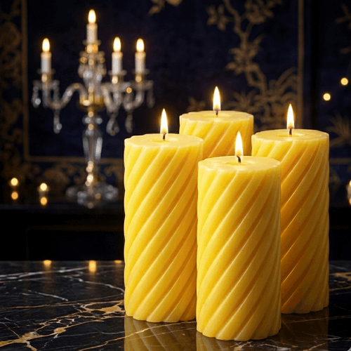 Big Spiral Pillar Scented Candle for Home and Party Yellow