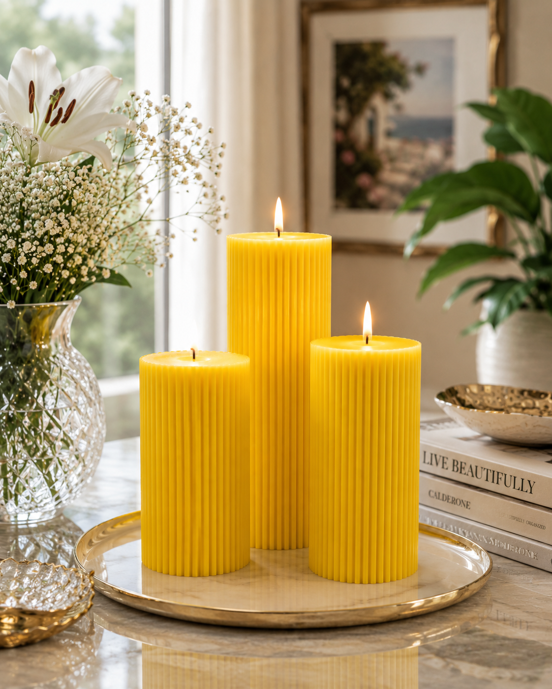Luxury Spiral Pillar Scented Perfume Candle YELLOW