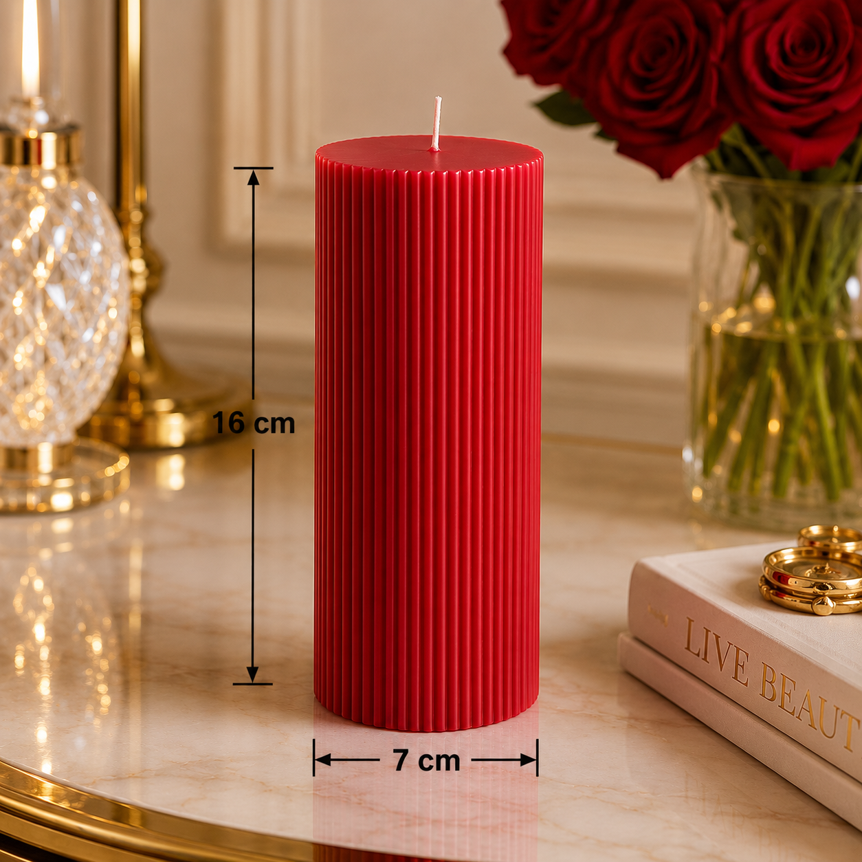 Luxury Red Spiral Pillar Scented Perfume Candle Online