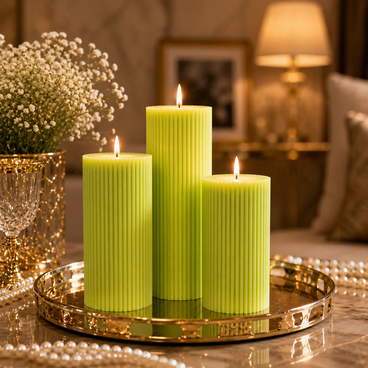Luxury Spiral Pillar Scented Perfume Candle GREEN