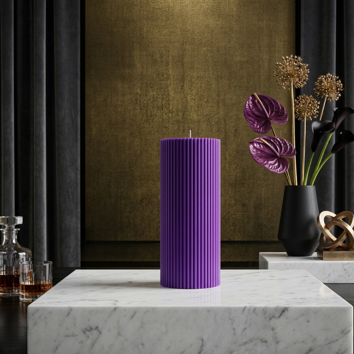 Luxury Spiral Pillar Scented Perfume Candle Purple