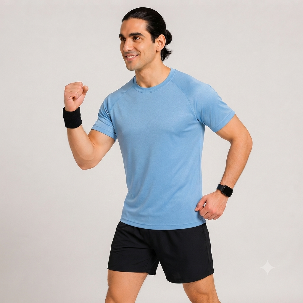 Sky Blue Sport T Shirt for Men Gym, Running, Football Wear