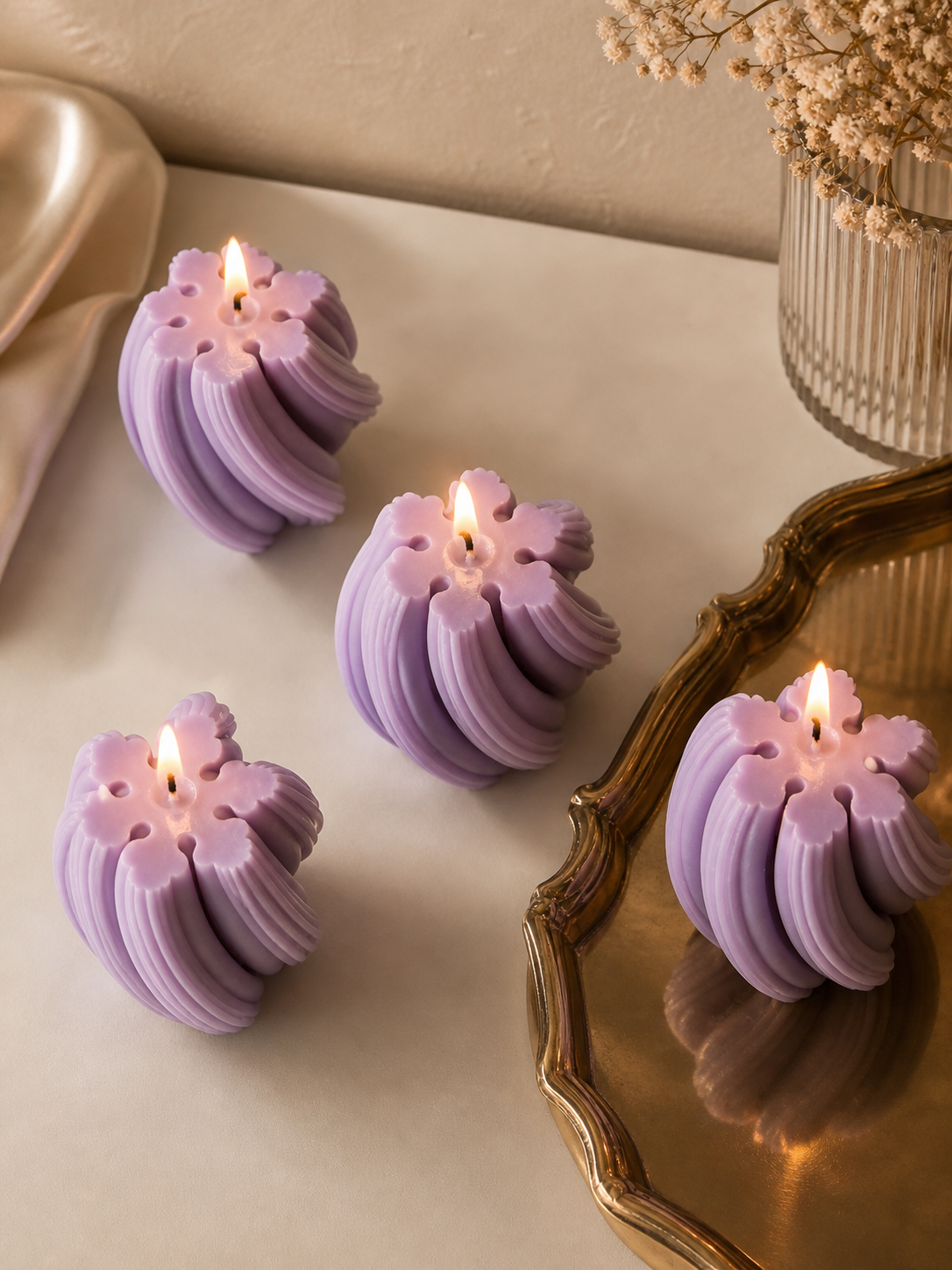Luxury Purple Sculptural Decorative Soy Wax Candle
