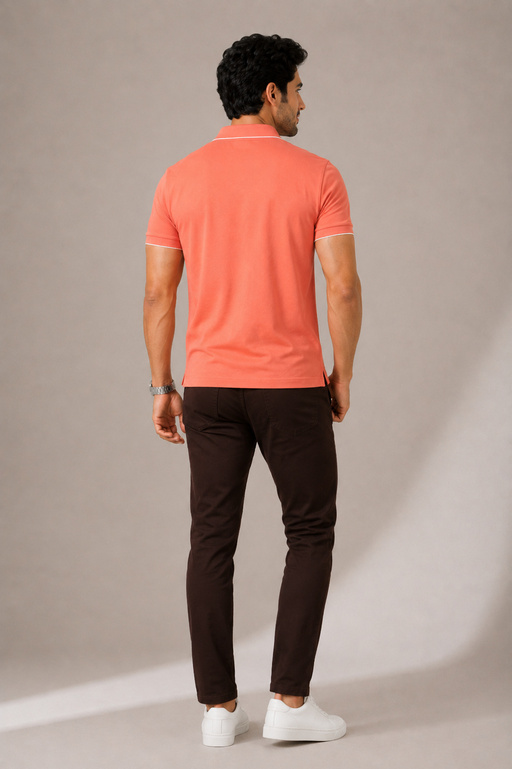 Collar T Shirt Formal for Men Formal T Shirts for Office Use - CORAL