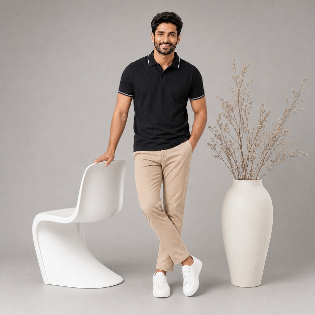 Polo Neck T Shirt – Premium Formal T Shirt for Men Black