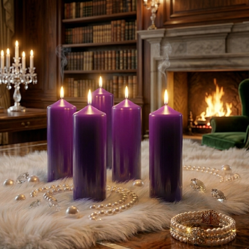 Scented Simple Pure Soywax Pillar Candle - PURPLE