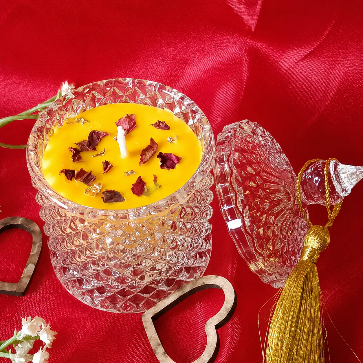 Premium Round Glass Jar Scented Candle - YELLOW