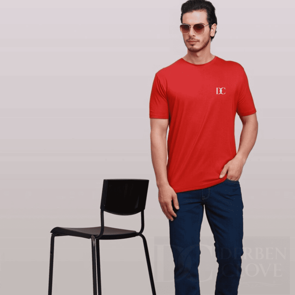 Unisex Branded Initials DC Tees lightweight Breathable TShirt Regular Fit - Red