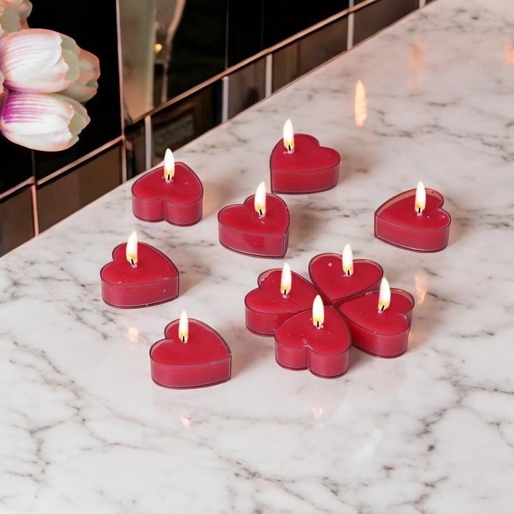 Derben Clove RED Heart Shaped Candles Pack of 10
