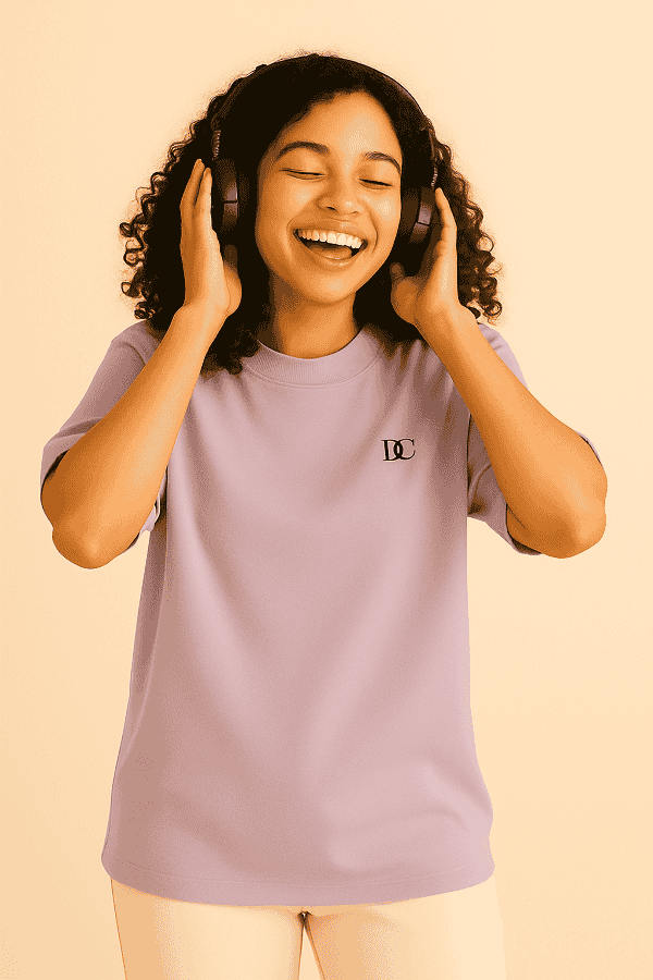 Lavender Cotton Oversized T Shirt Women | Loose Baggy Plain Tees