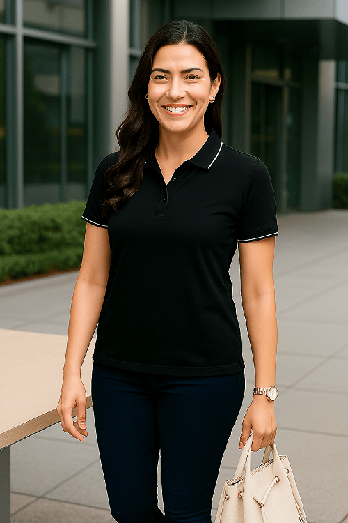 Black Polo Formal T Shirt for Women | Office Wear T Shirt for Ladies