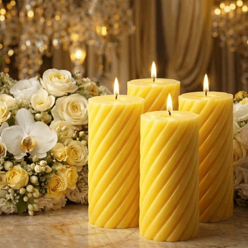 Big Spiral Pillar Scented Candle for Home and Party Yellow