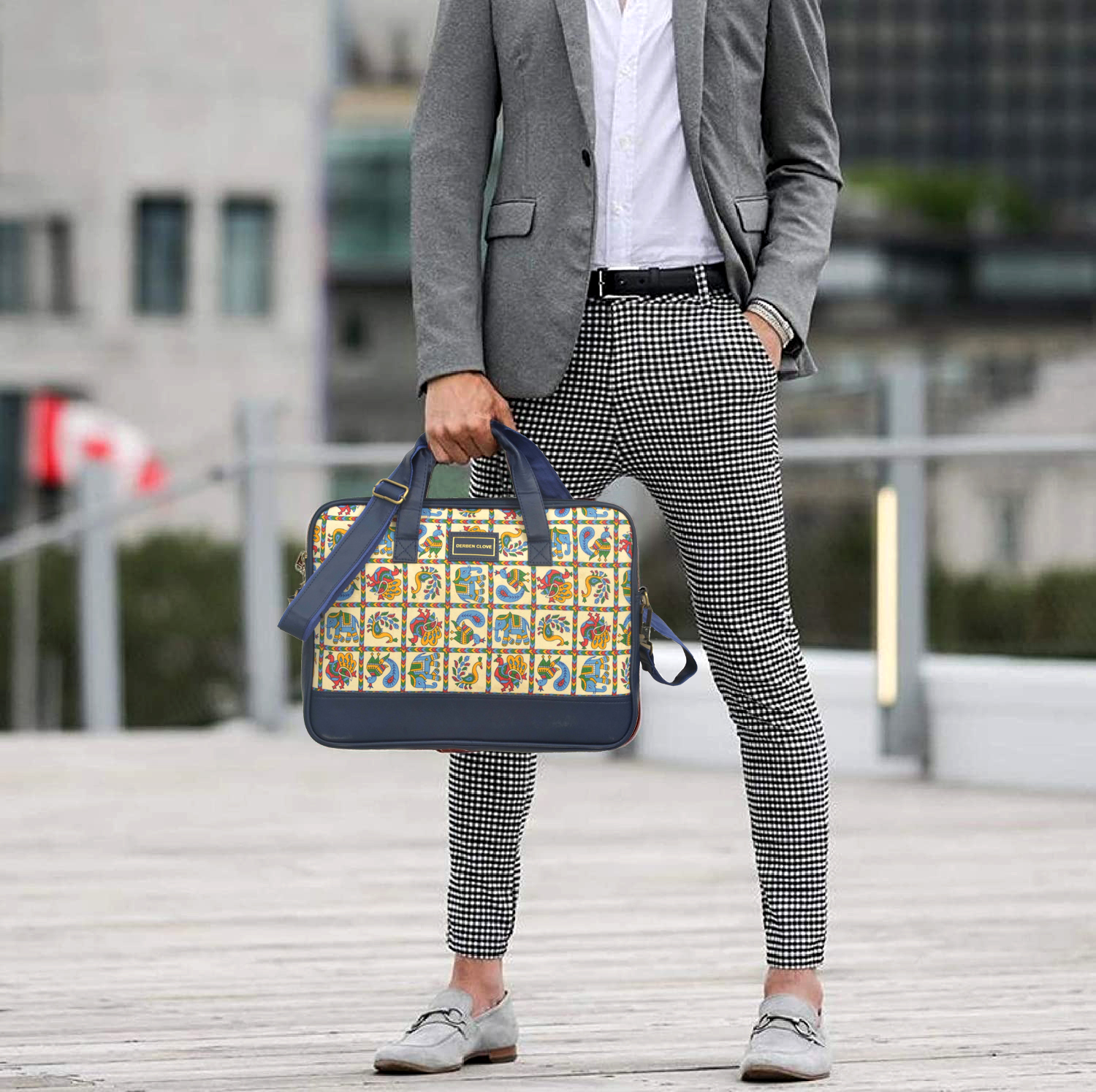 Combo of 2 Laptop Messenger Shoulder Office Bag Grey and Multi Colored