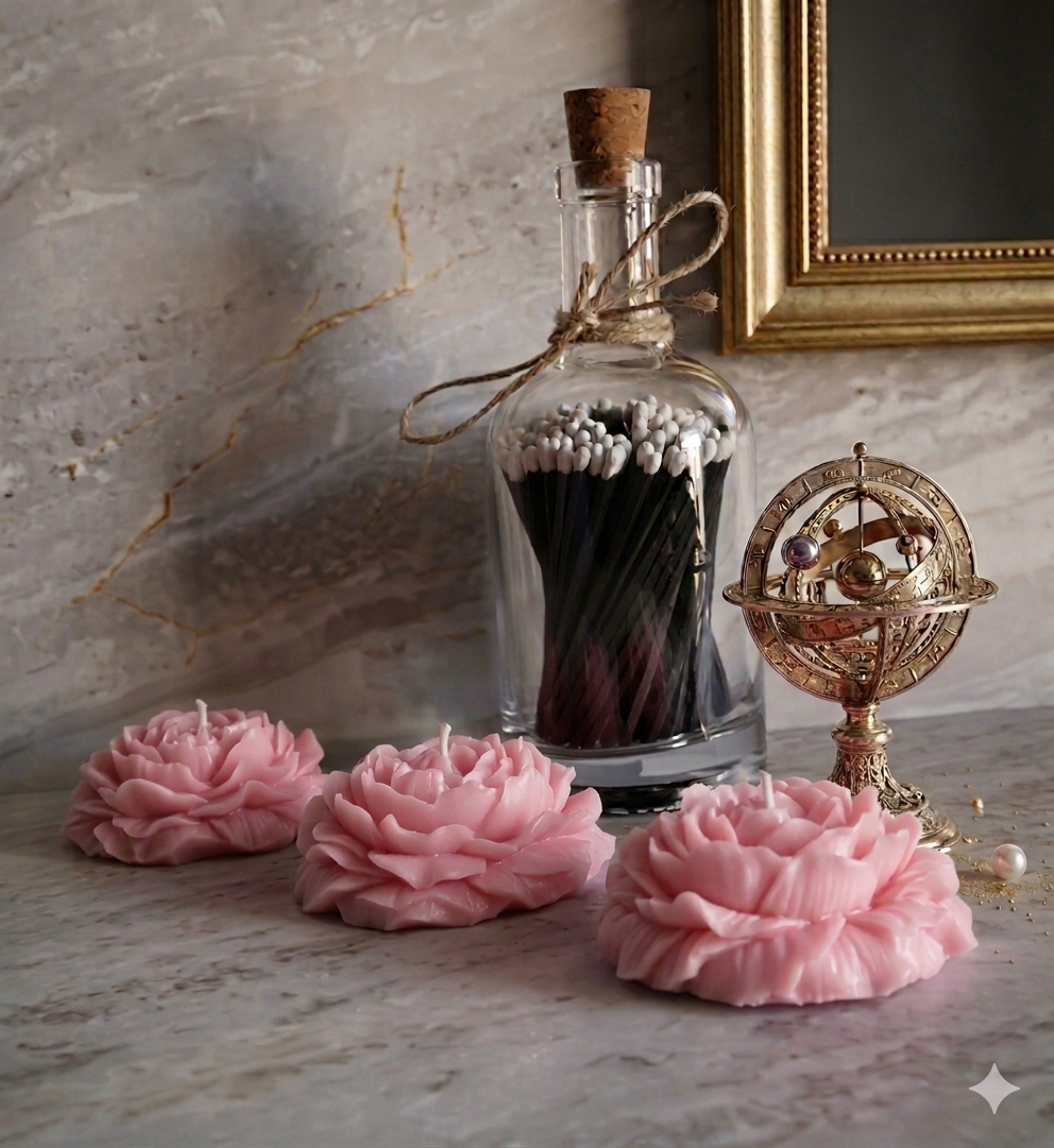 Premium Baby Pink Flower Soy Wax Decorative Candle