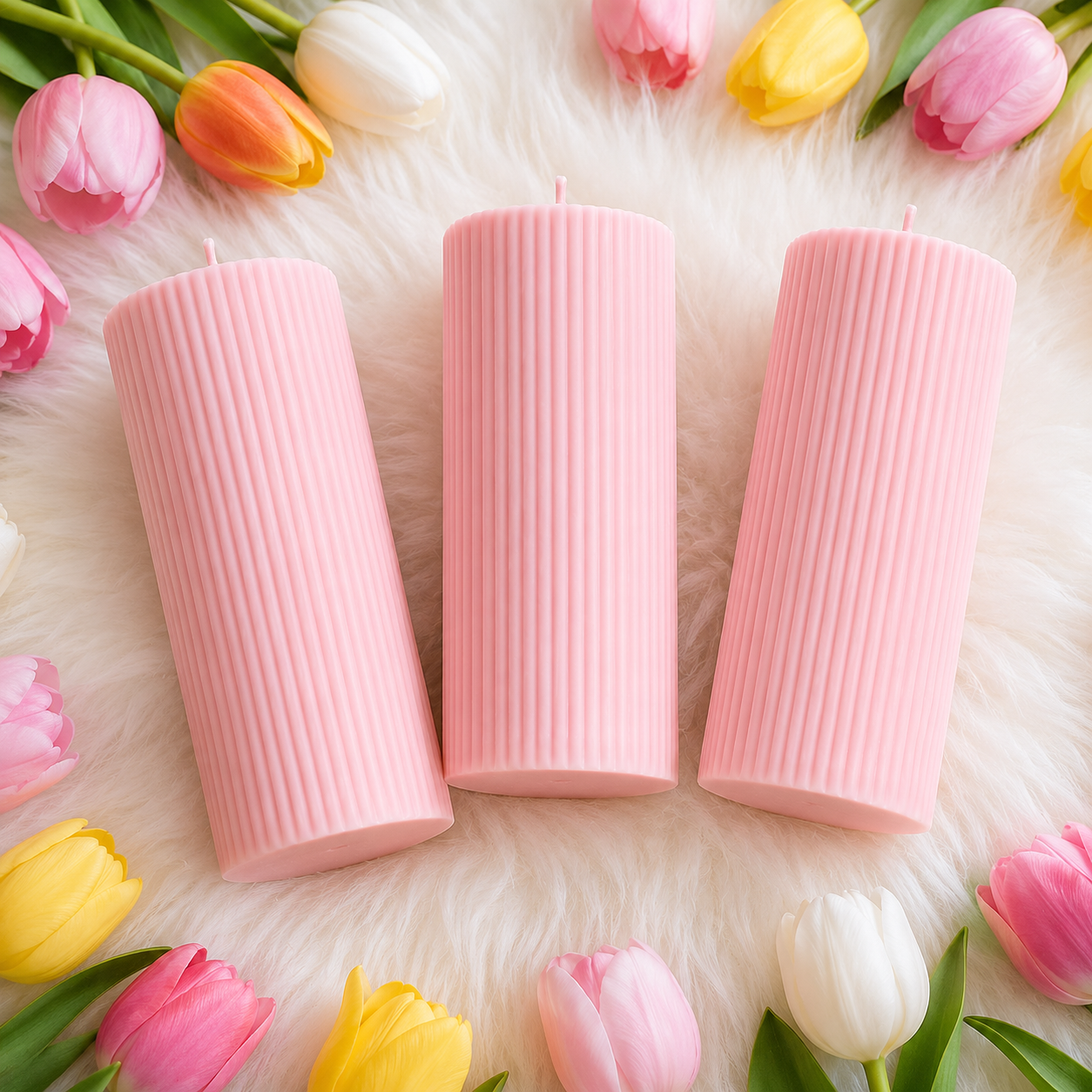 Luxury Spiral Pillar Scented Perfume Candle PINK