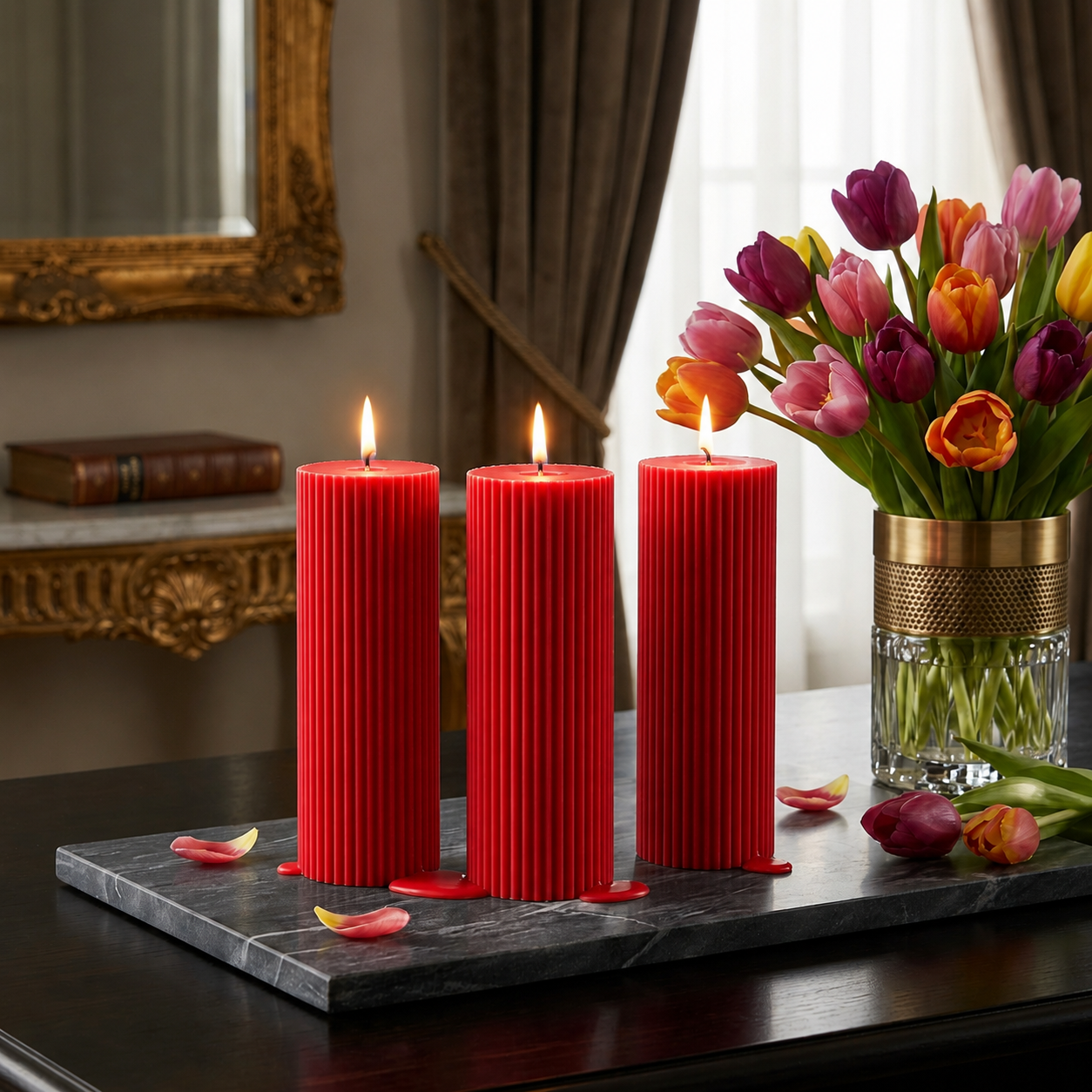 Luxury Red Spiral Pillar Scented Perfume Candle Online