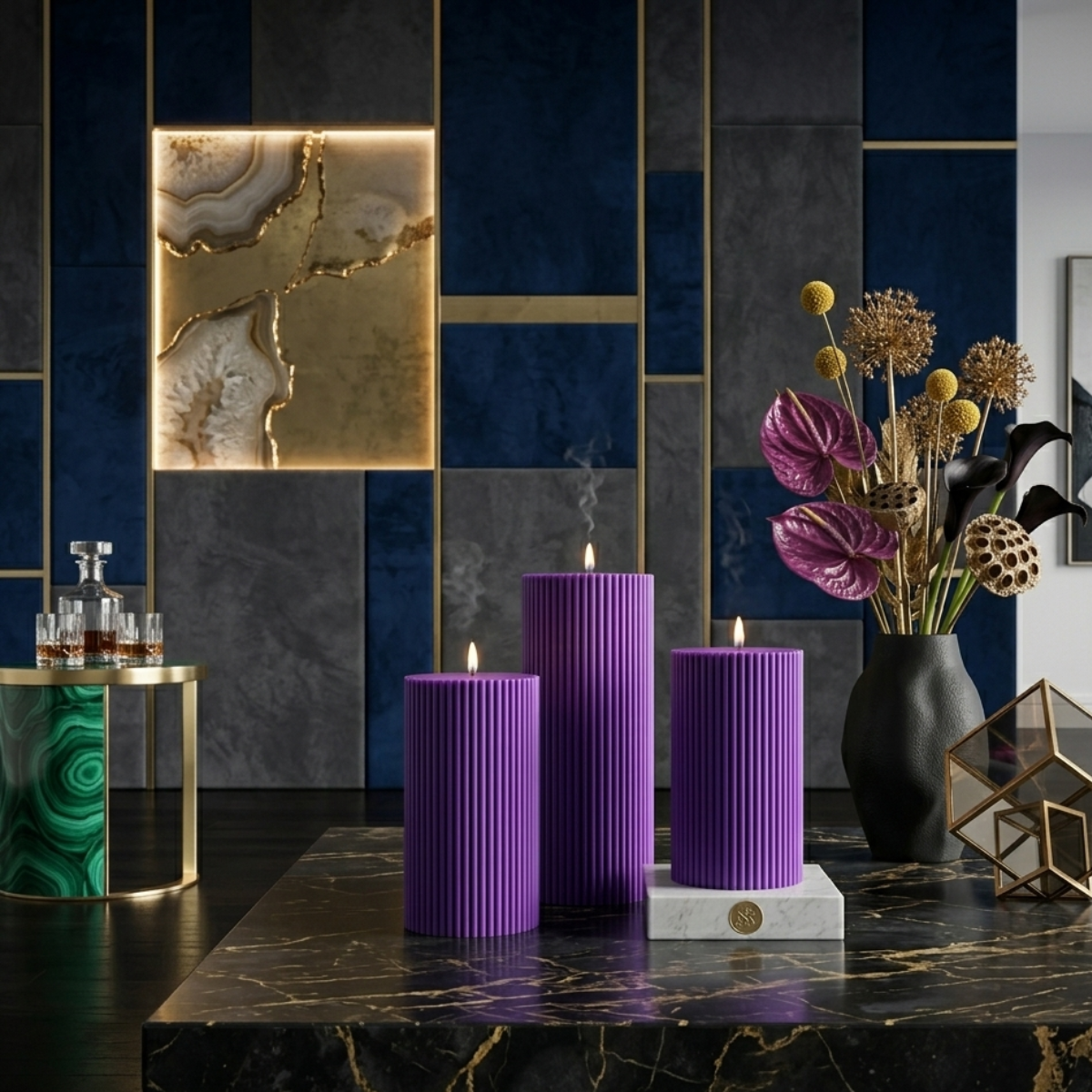 Luxury Spiral Pillar Scented Perfume Candle Purple