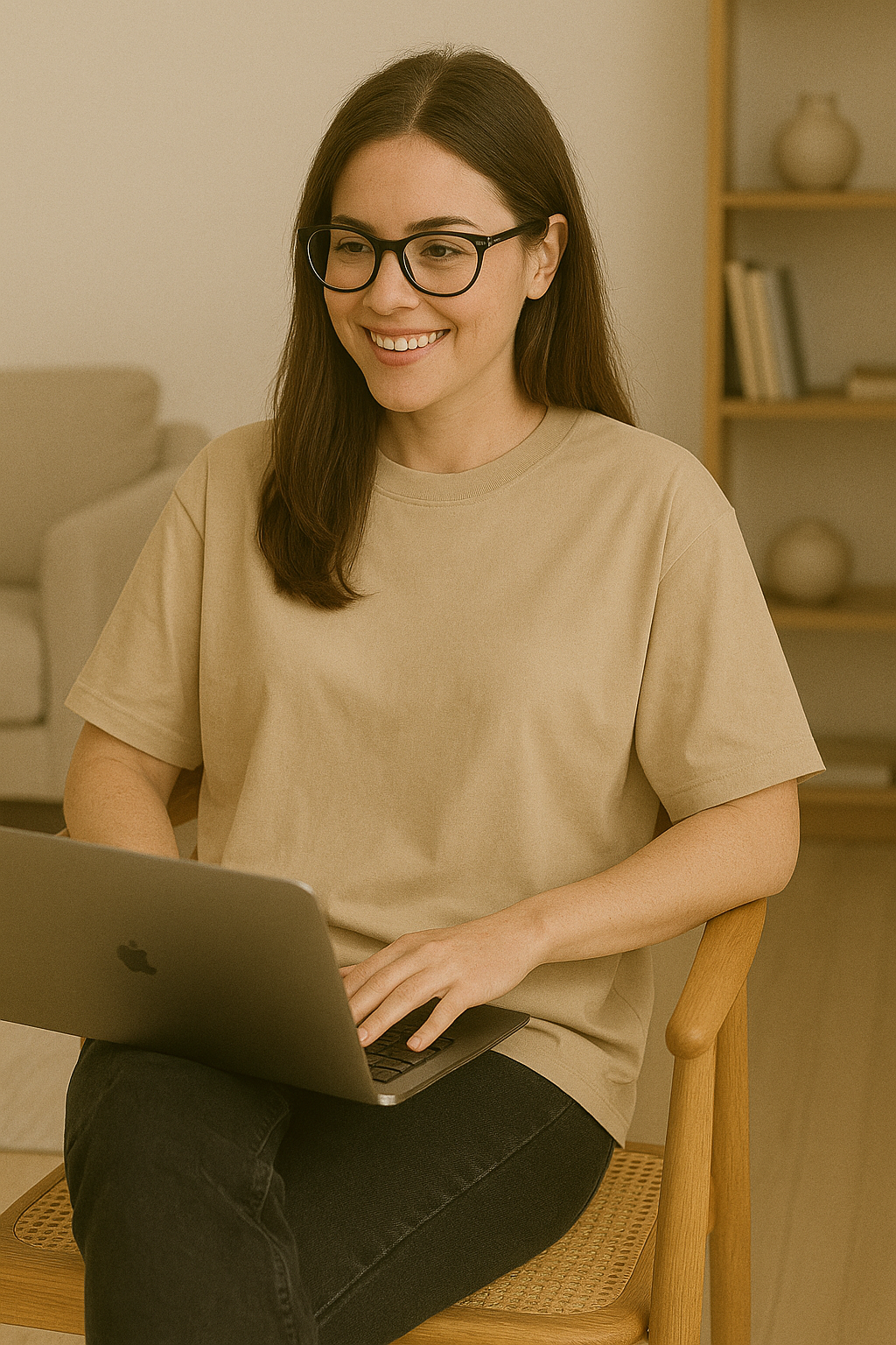 Beige Oversized Tees for Women | Loose Fit Plain Cotton T Shirt
