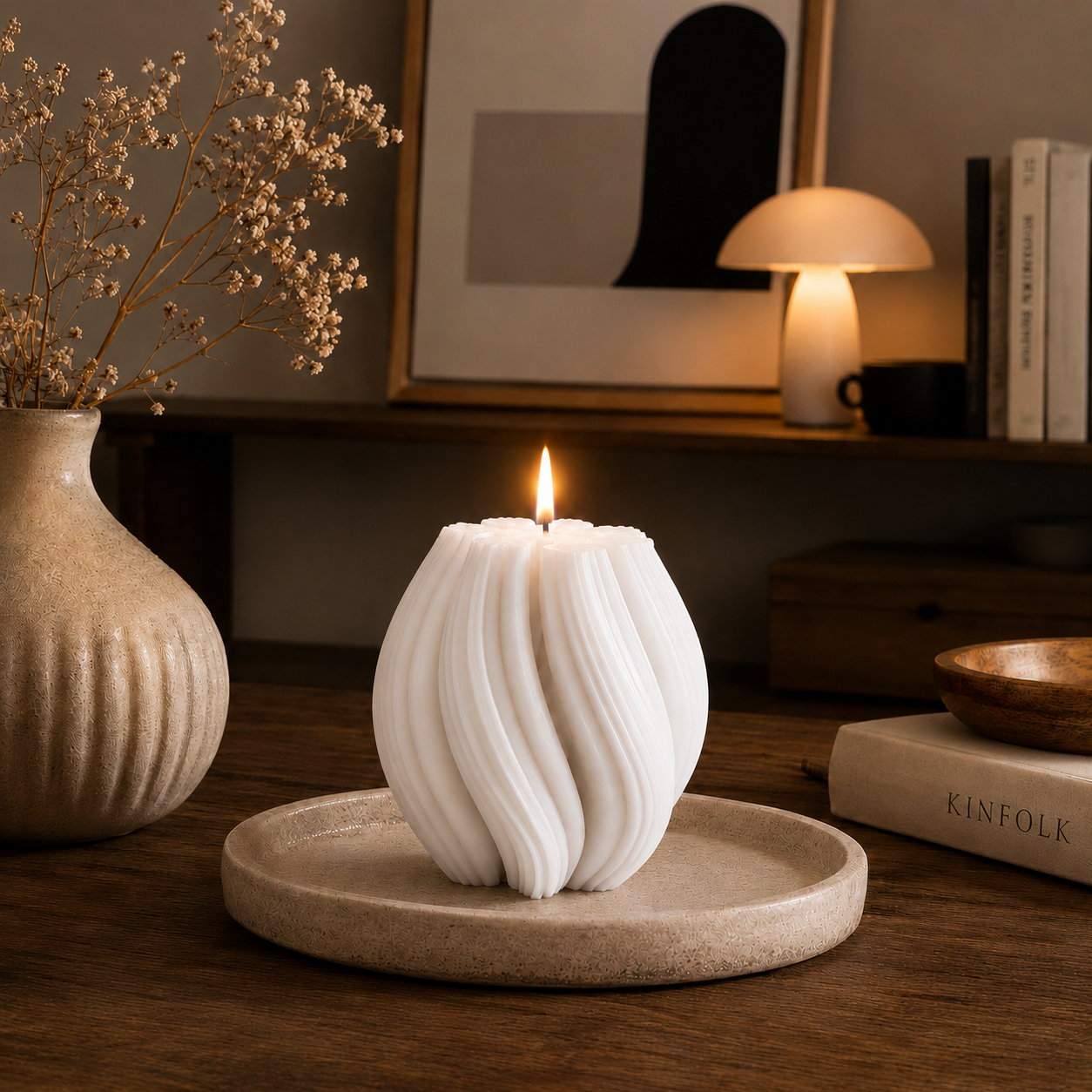 Luxury White Sculptural Decorative Soy Wax Candle