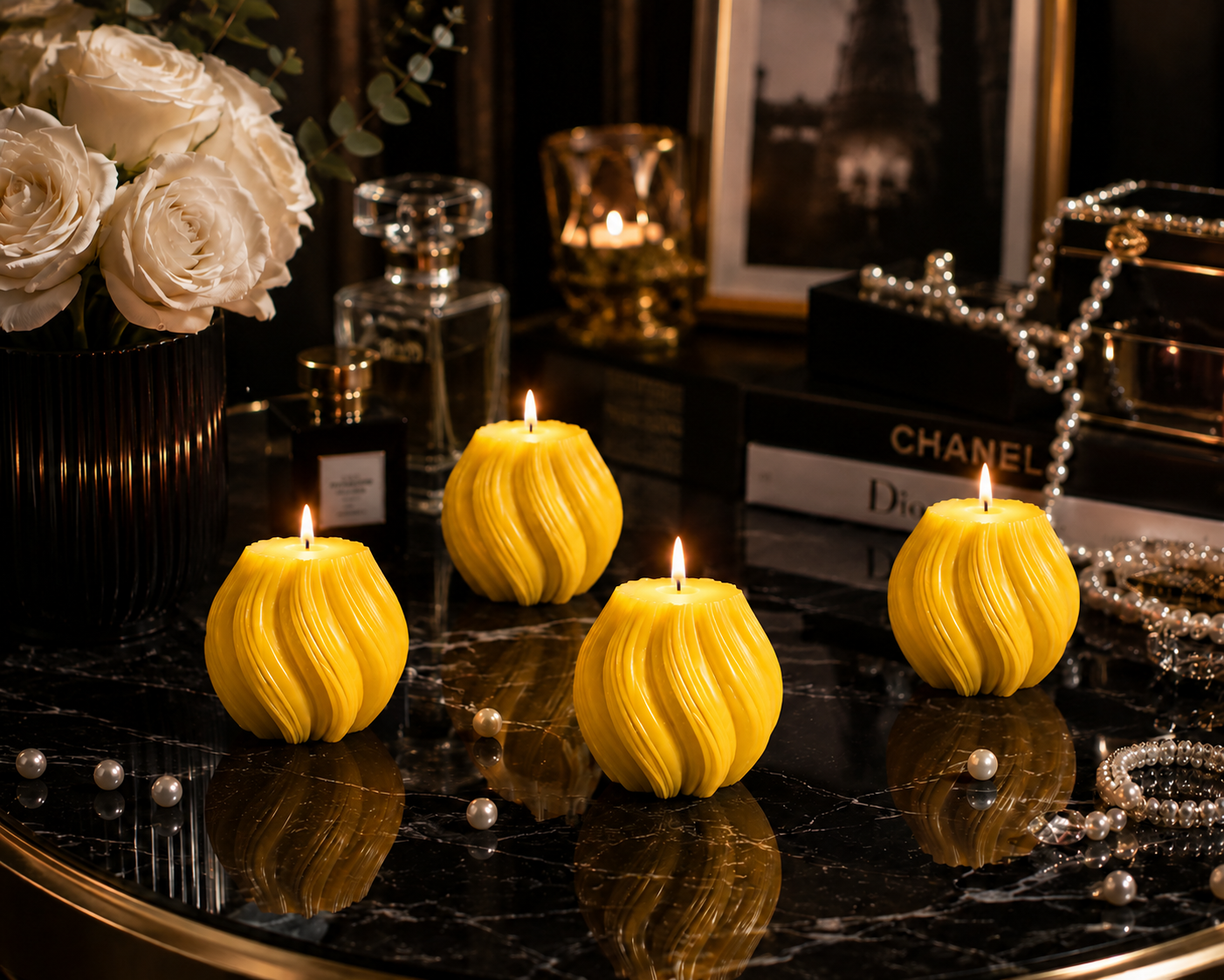 Luxury Yellow Sculptural Decorative Soy Wax Candle