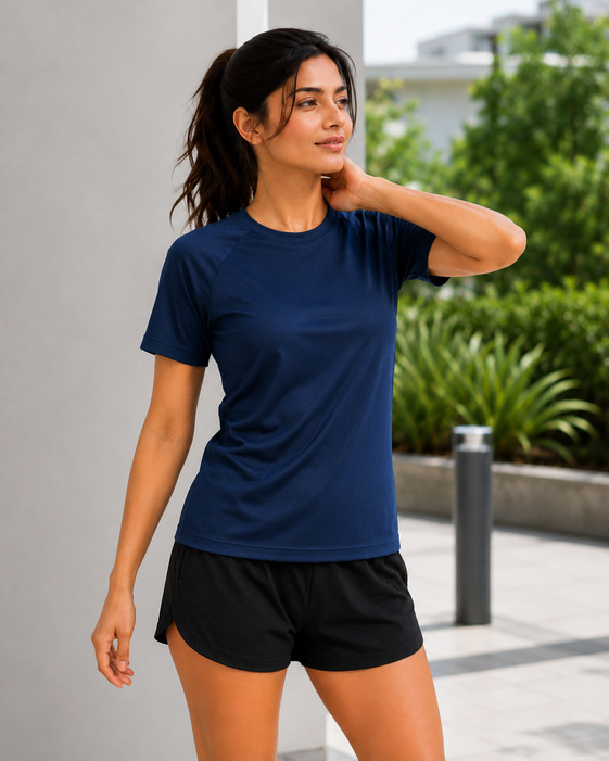 Navy Blue Sport T Shirt Women Gym, Running, Football Tee