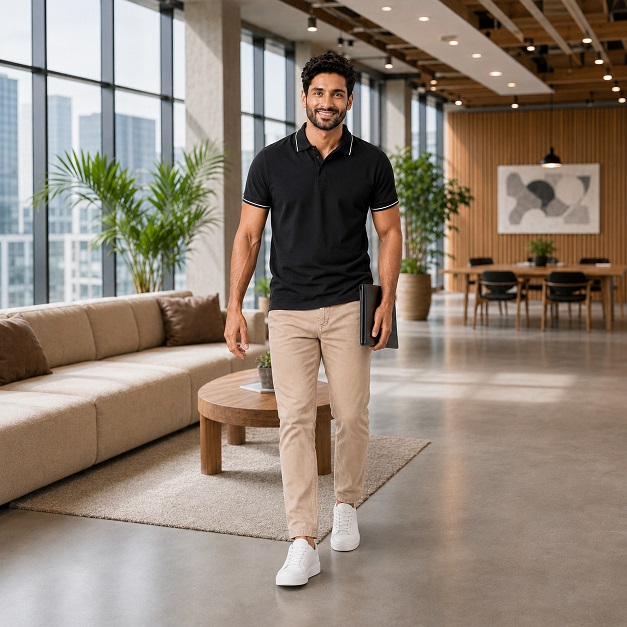 Polo Neck T Shirt – Premium Formal T Shirt for Men Black