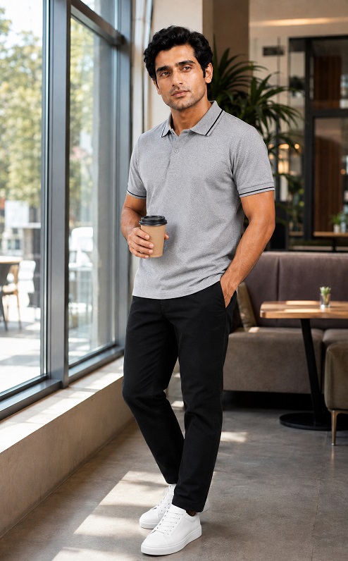 Formal Tipping Polo Neck T shirt - Stylish Collar T Shirt Formal