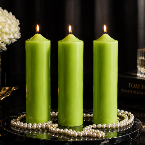 Scented Simple Pure Soywax Pillar Candle - GREEN
