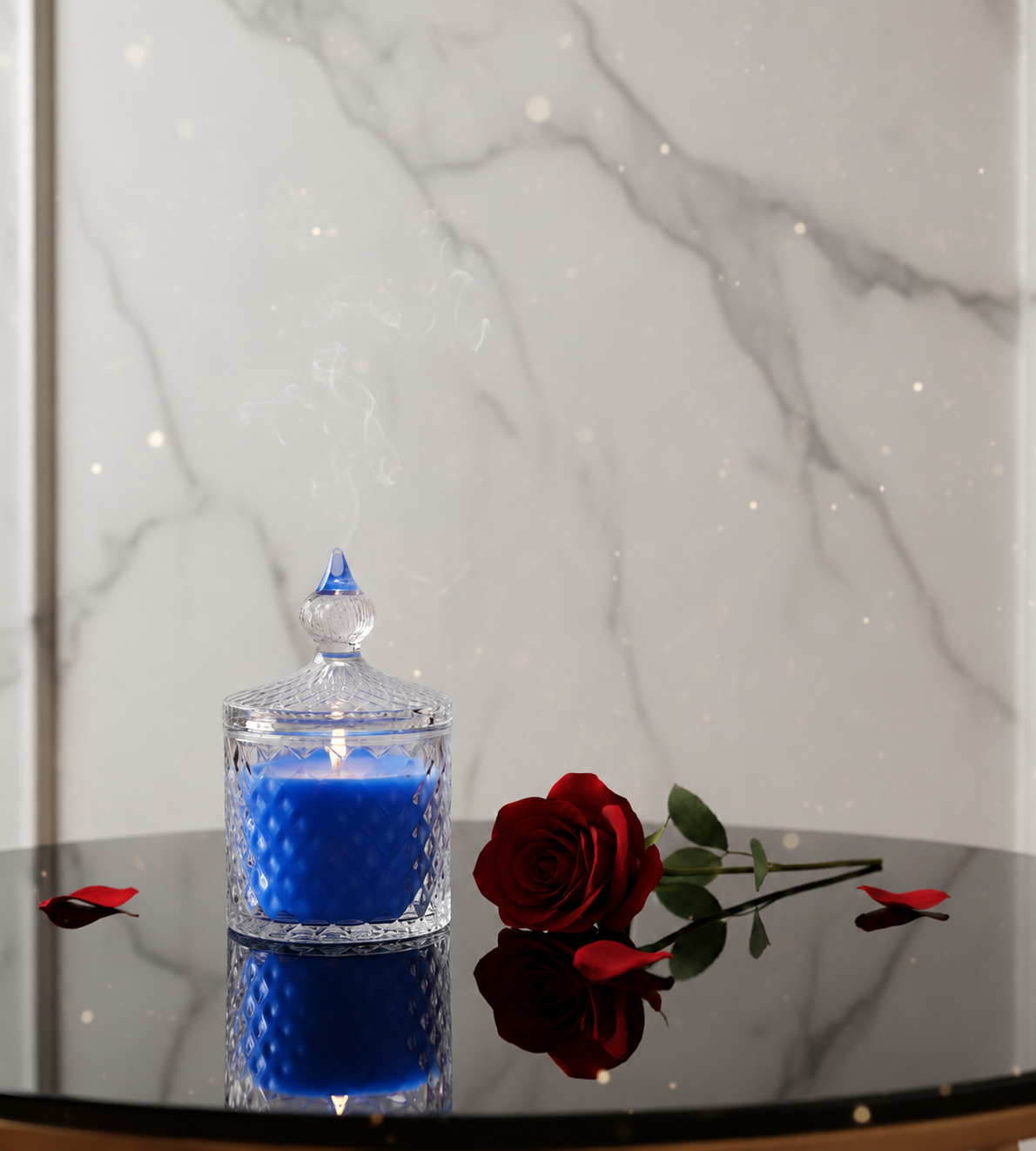 Premium Round Glass Jar Scented Candle - BLUE