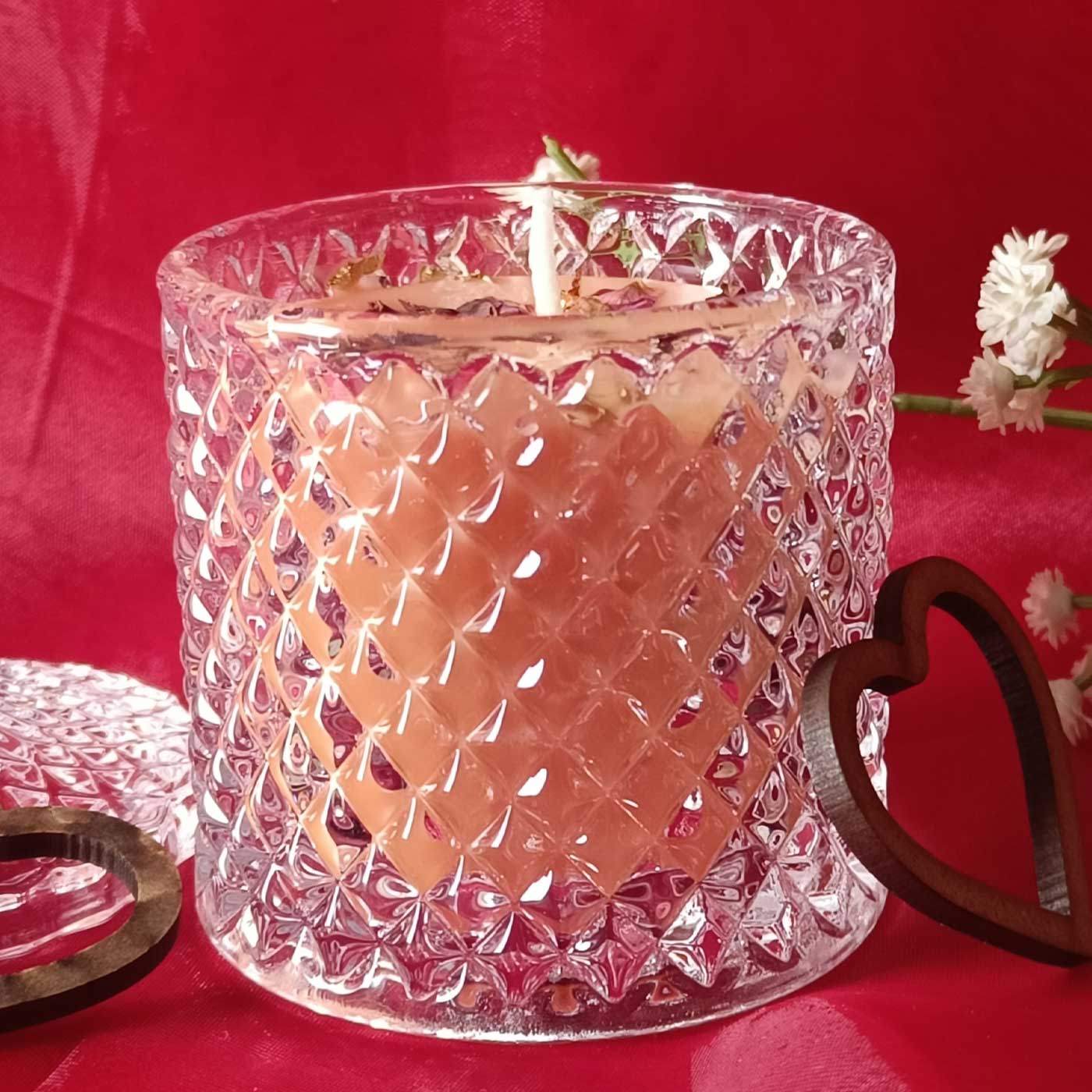 Premium Round Glass Jar Scented Candle - PINK