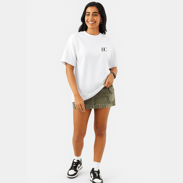 Oversized T Shirt Women Loose Baggy Cotton Tees white