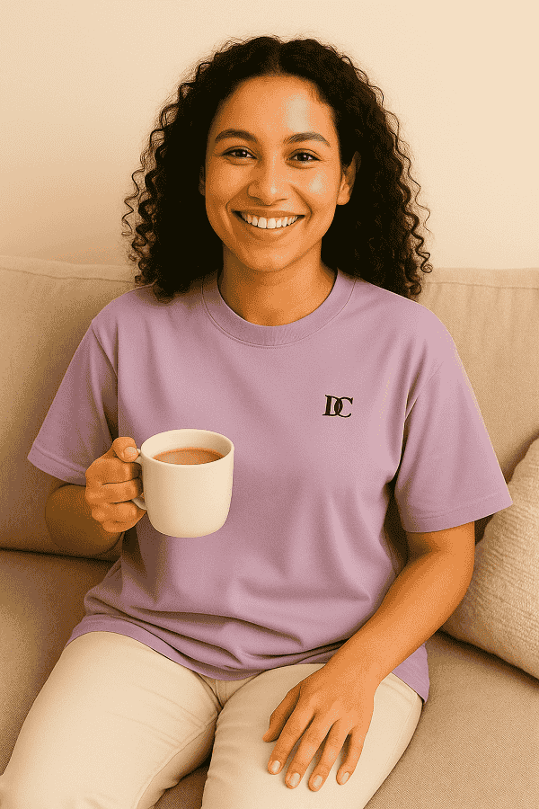 Lavender Cotton Oversized T Shirt Women | Loose Baggy Plain Tees