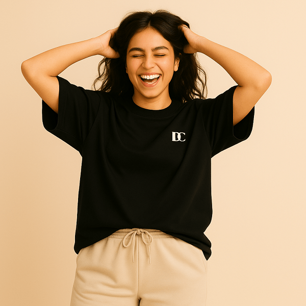 Black Cotton Oversized T Shirt Women | Baggy Tees for Gym and Casual