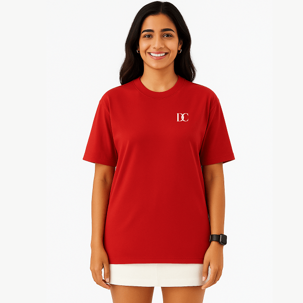 Red Oversized Tees for Women | Loose Baggy Cotton Gym T Shirt