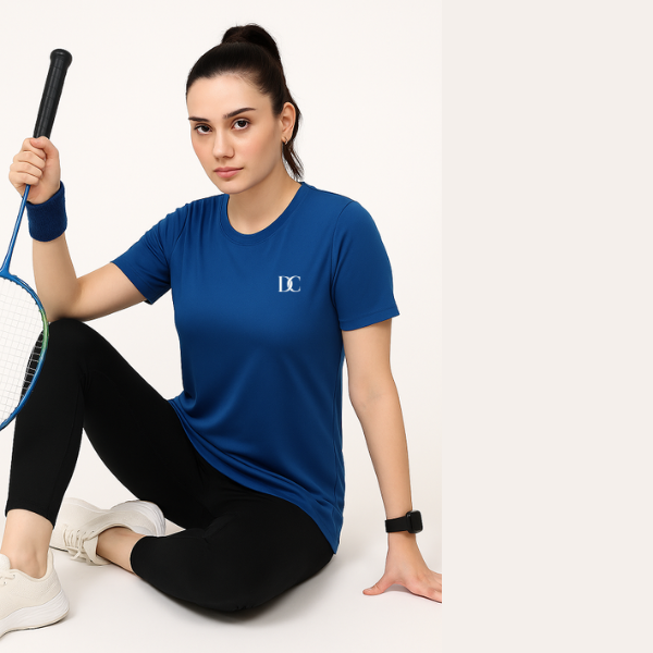 Women's Royal Blue Gym T Shirt | Raglan Sports Tee Shirt