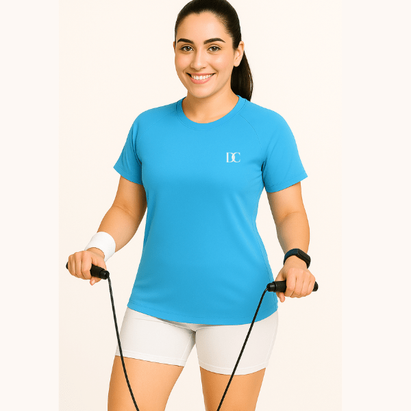 Sky Blue Raglan Sleeve Gym T Shirt for Women | Sports Tee