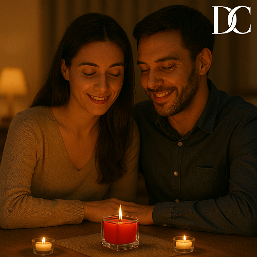 DC Best Scented Candles Transparent Glass Jar and Lid Red