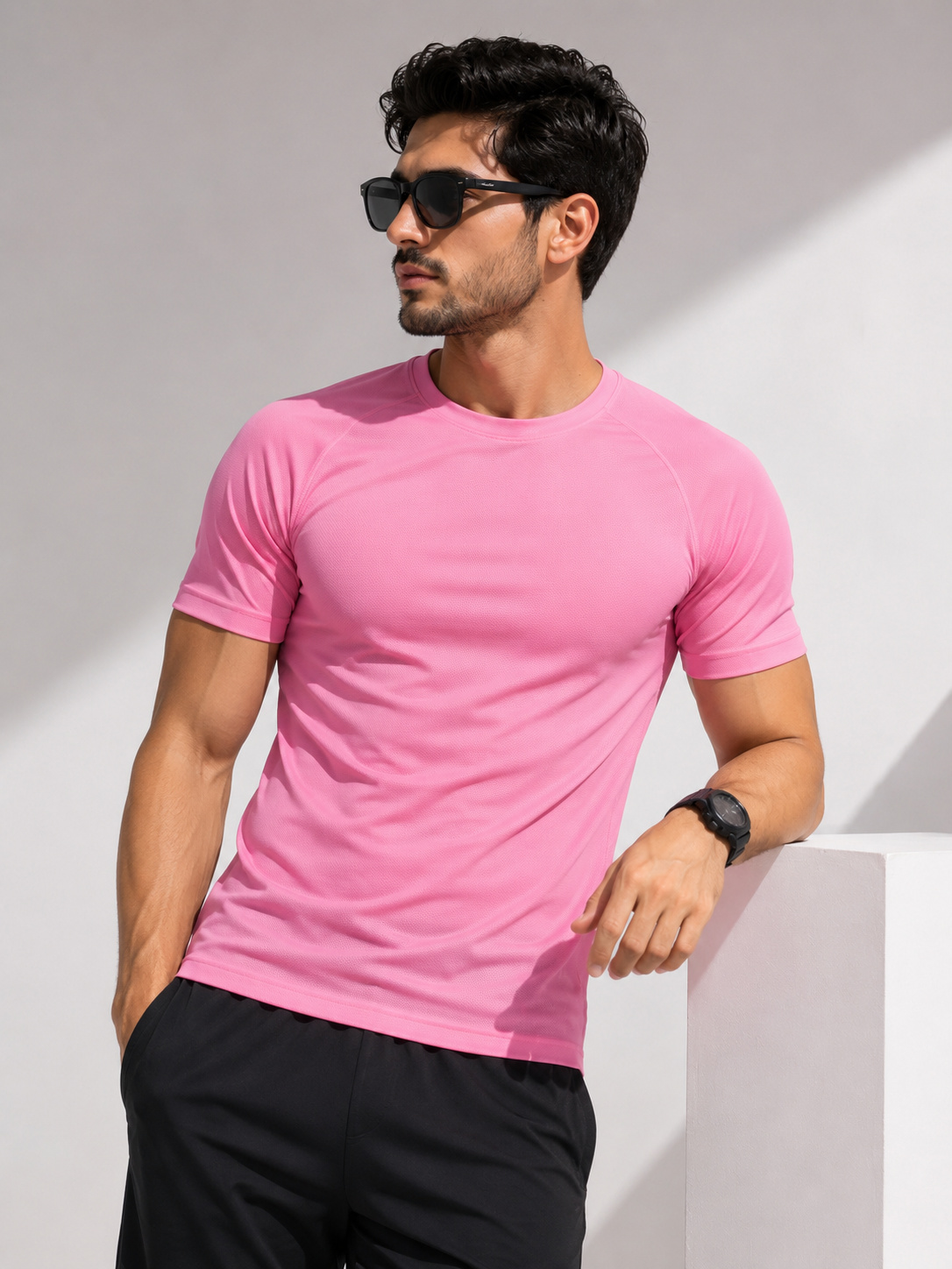 Pink Sport T Shirt Mens | Gym, Running, Football Tee