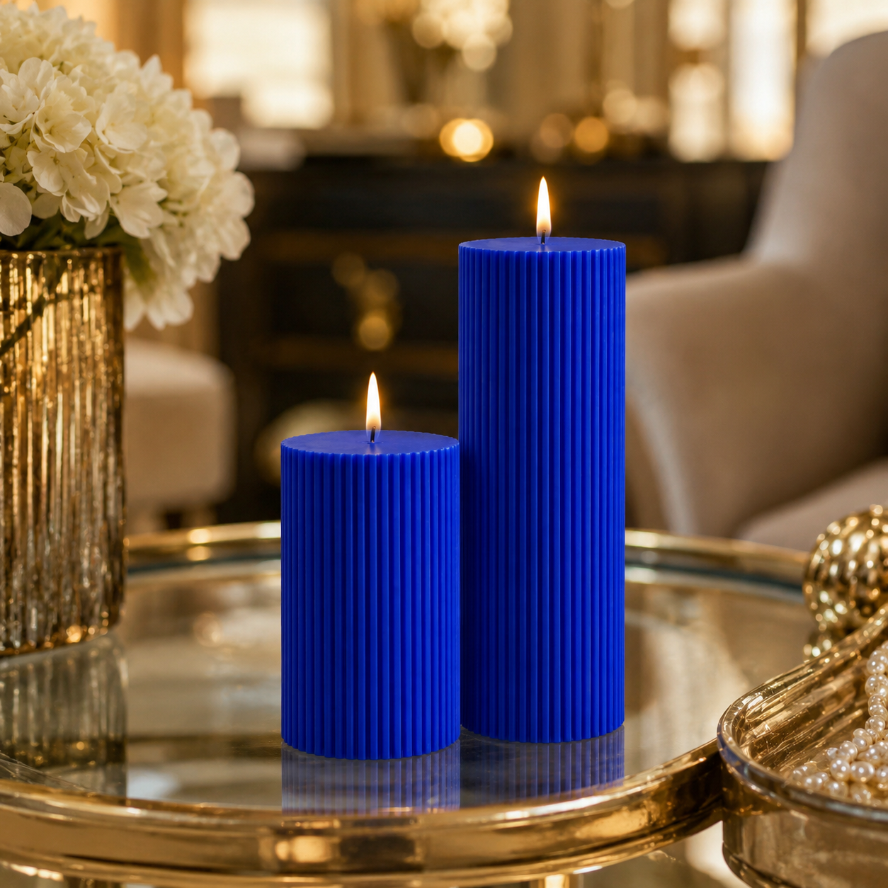 Luxury Spiral Pillar Scented Perfume Candle BLUE