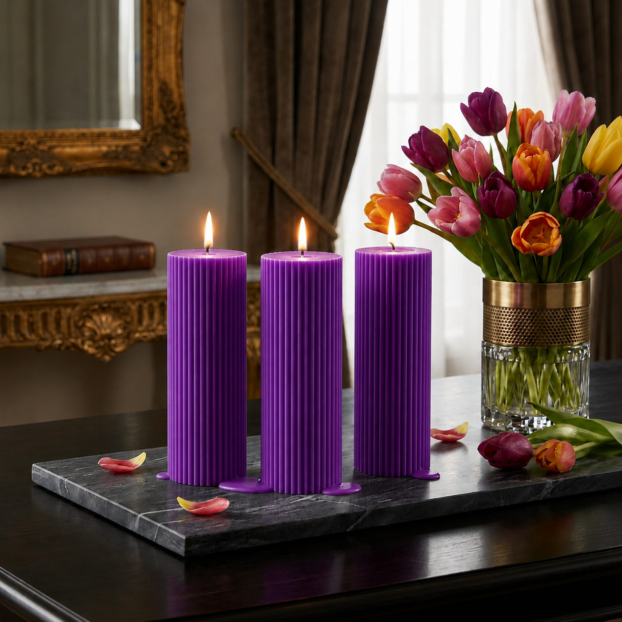 Luxury Spiral Pillar Scented Perfume Candle Purple