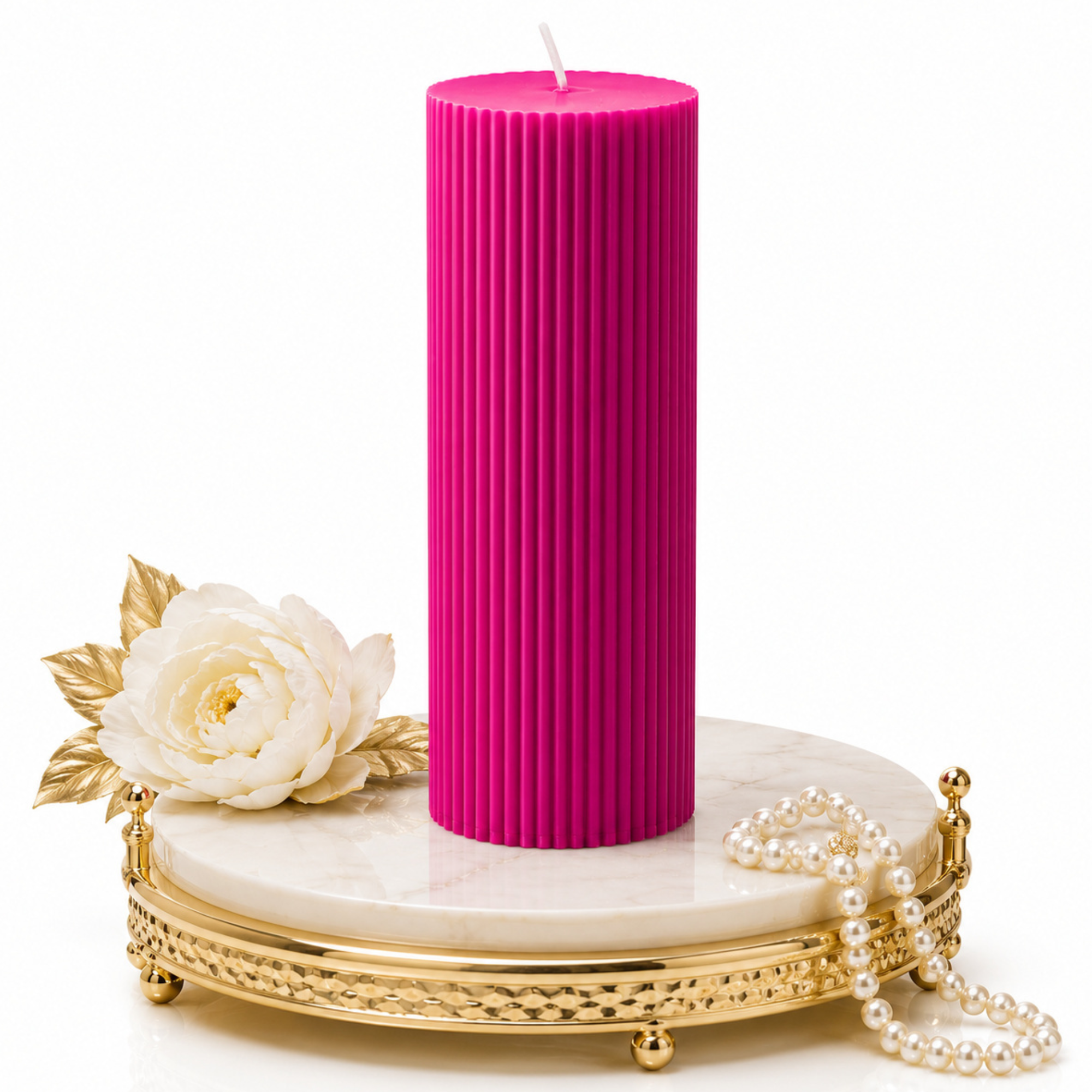 Luxury Spiral Pillar Scented Perfume Candle MAGENTA