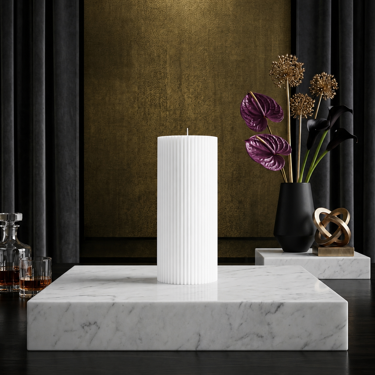 Luxury Spiral Pillar Scented Perfume Candle White
