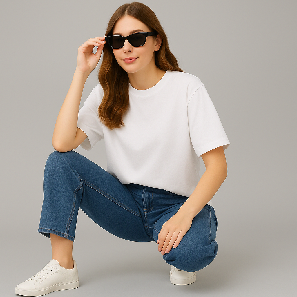 Oversized T Shirt Women Loose Baggy Cotton Tees white