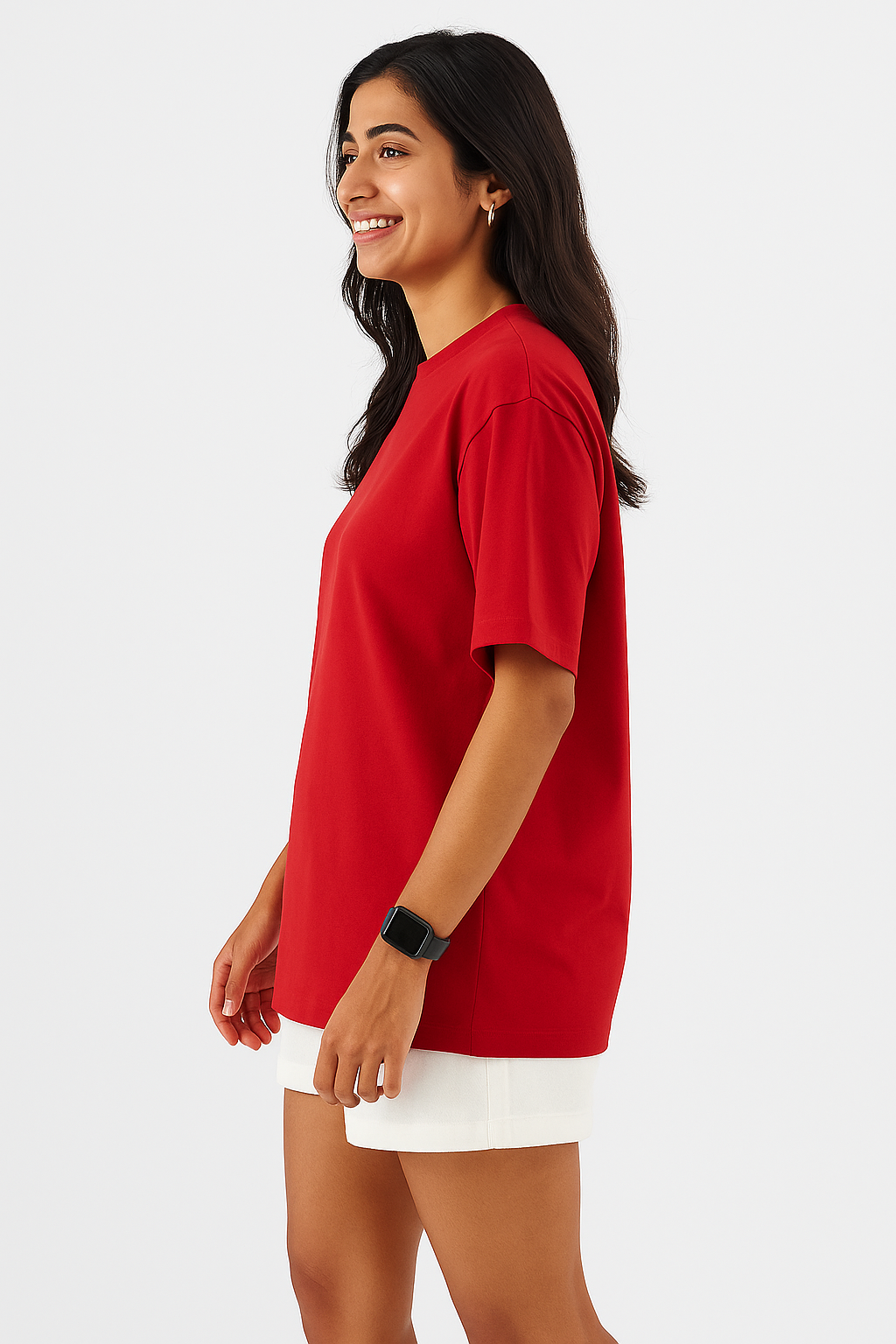 Red Oversized Tees for Women | Loose Baggy Cotton Gym T Shirt