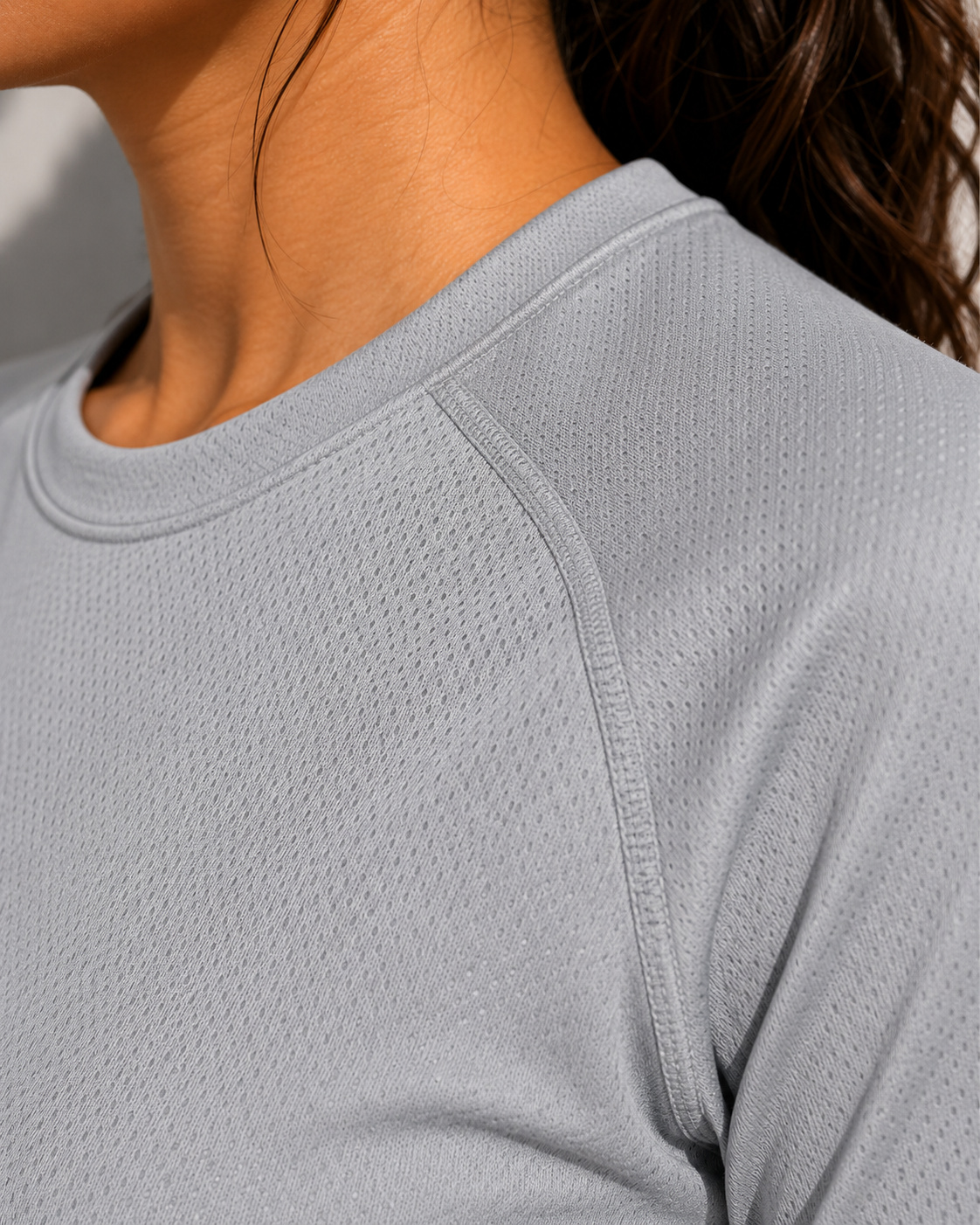 Women's Grey Sports T Shirt | Raglan Sleeve Gym Tee Shirt