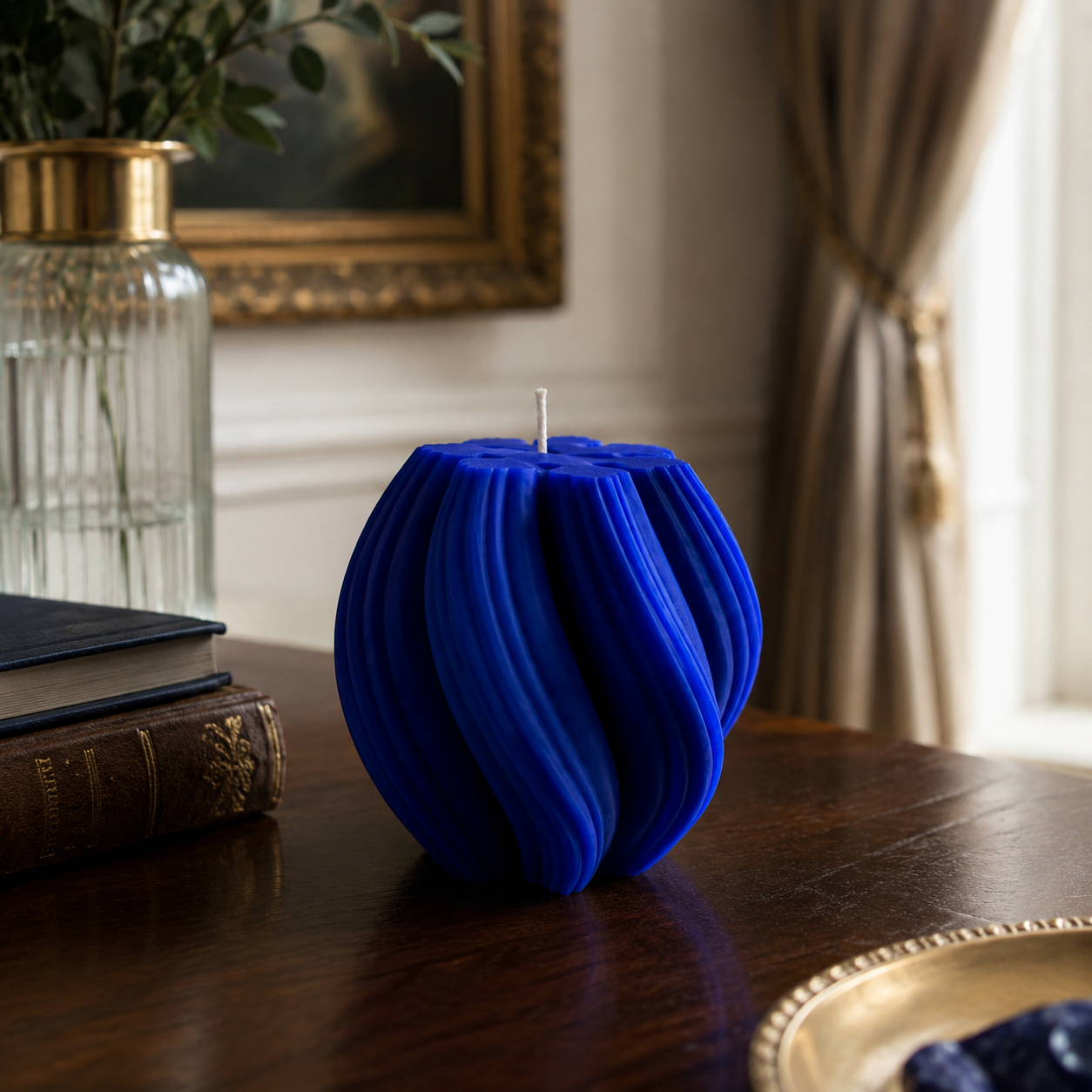 Luxury Blue Sculptural Decorative Soy Wax Candle